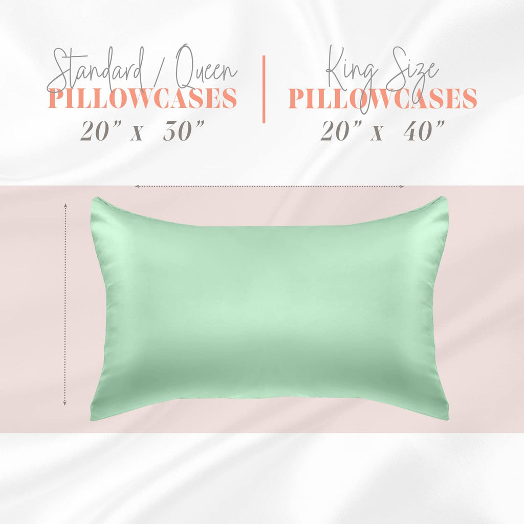 Elegant Comfort Silky And Luxurious 2-Piece Satin Pillowcase Set For Healthier Skin And Hair, Hidden Zipper Closure And Beautifully Packaged, Satin Pillowcase Set, Standard/Queen, Mint Green