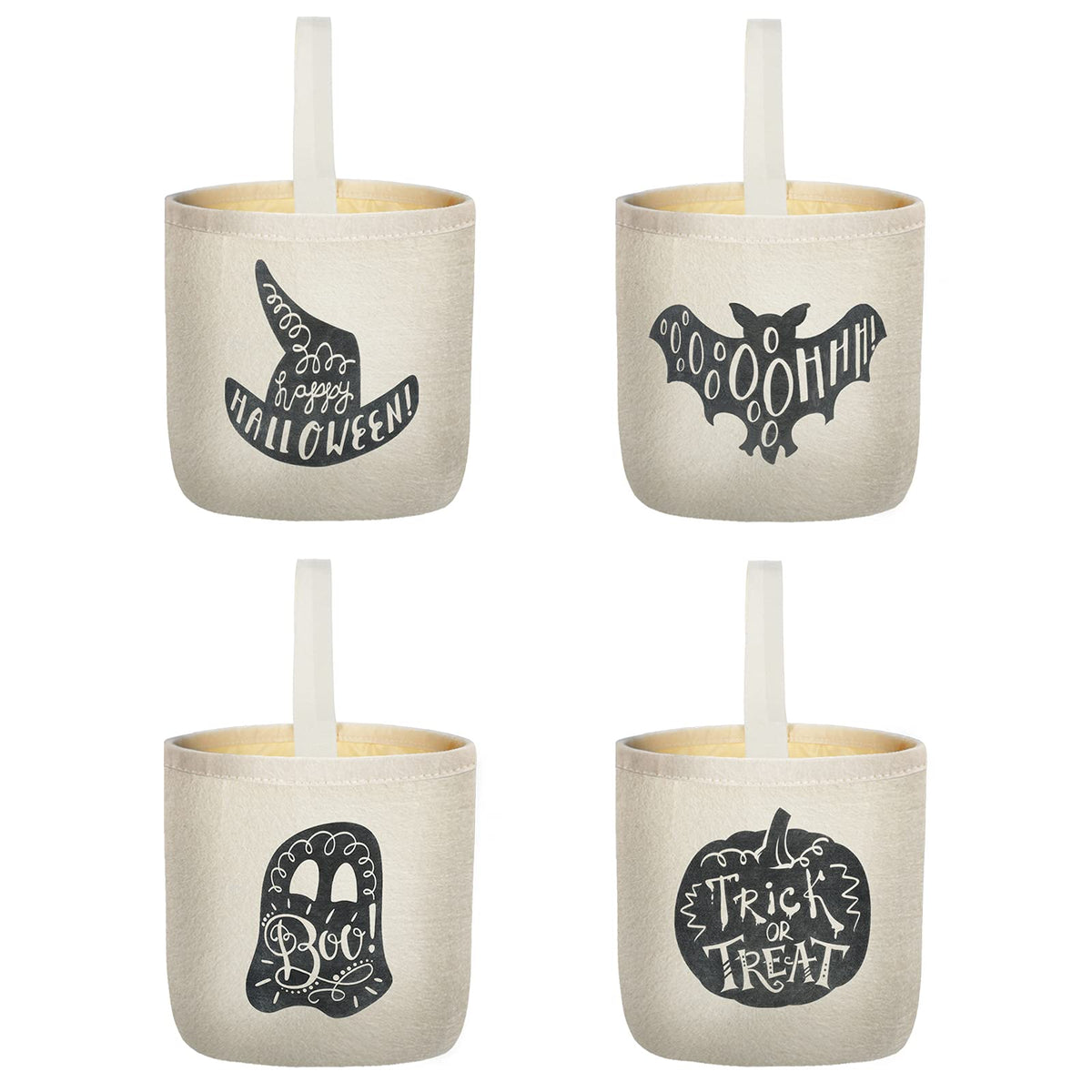 4 Pieces Halloween Waterproof Fabric Bucket - Trick or Treat Reusable Container, Goody Bags, Party Decoration, Candy Basket, Tot