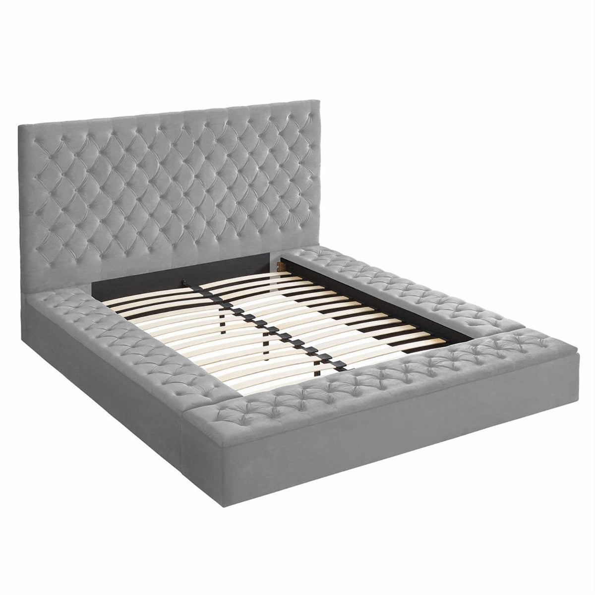 Better Home Products Cosmopolitan Velvet Tufted Upholstered Storage Platform With Headboard Velvet Platform Bed Frame Wood Slat