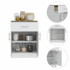 HomeRoots White - Light Oak Particle Board Ligh Oak and White Pantry Cabinet