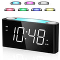 Digital Alarm Clock,7.5 Big LED Display & Full Dimmer,USB Cellphone Chargers,7-Color Night Light,Adjustable Volume,12/24 H,Plug-