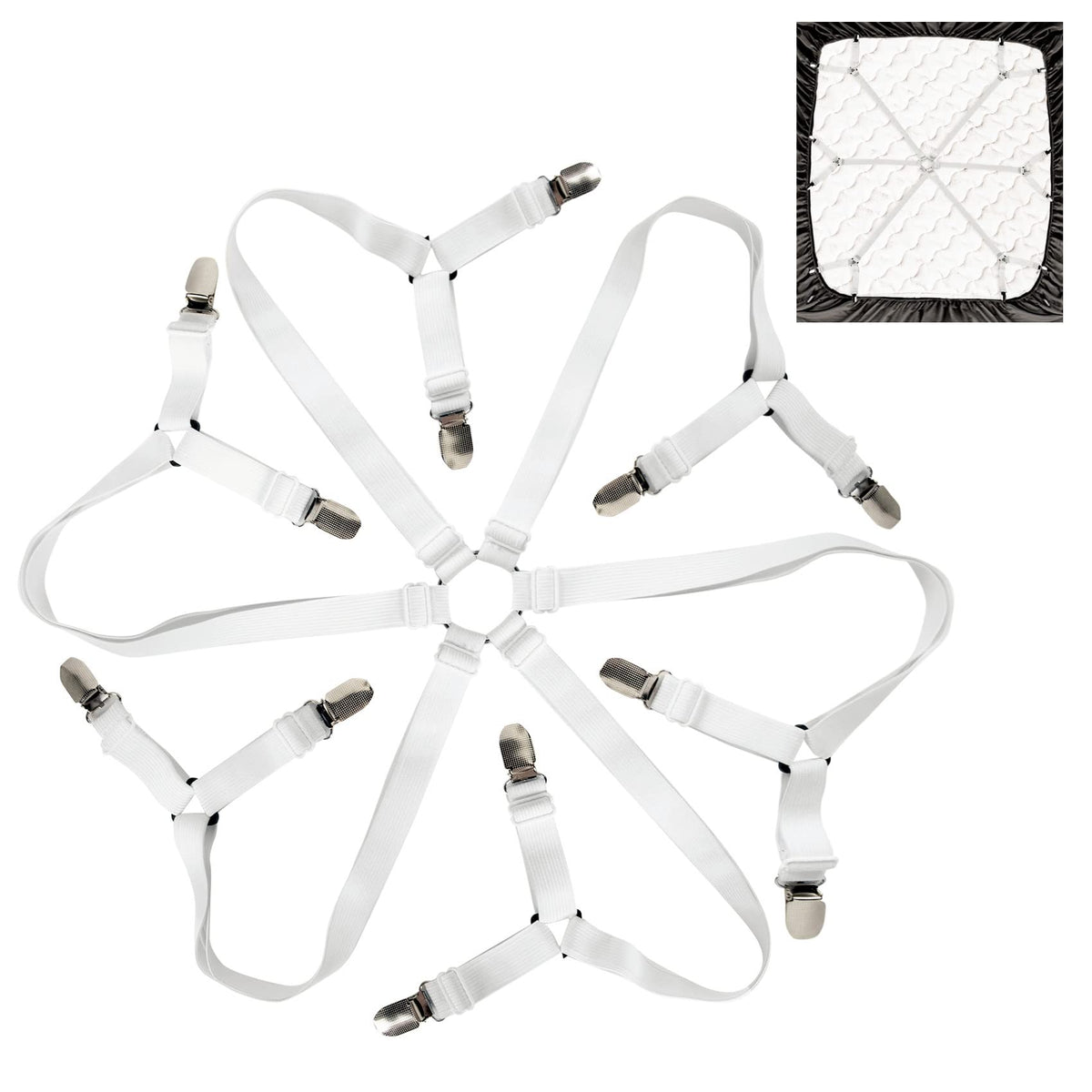 Sheet Straps Bed Sheet Holder Straps, Fitted Sheet Clips Adjustable Elastic Crisscross Suspenders Bedding Accessories Bed Sheet