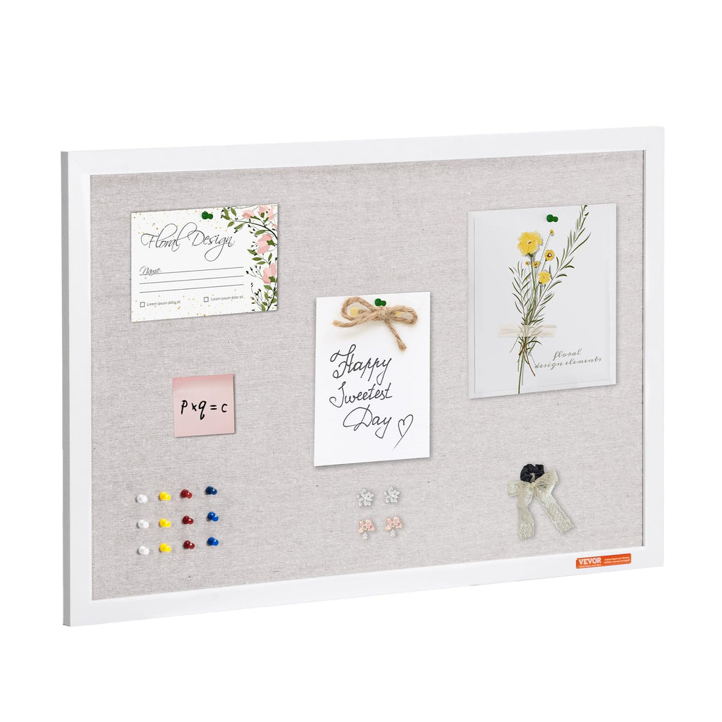 Vevor 30'X20' White Cork Board With Linen Surface Wall-Mounted Bulletin Board