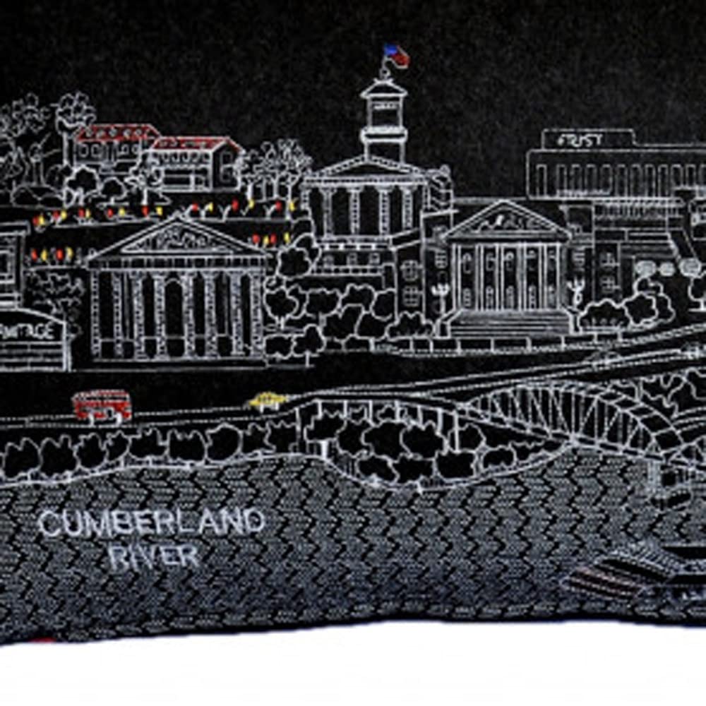 HomeRoots Grey 35' Black Nashville Nighttime Skyline Lumbar Decorative Pillow