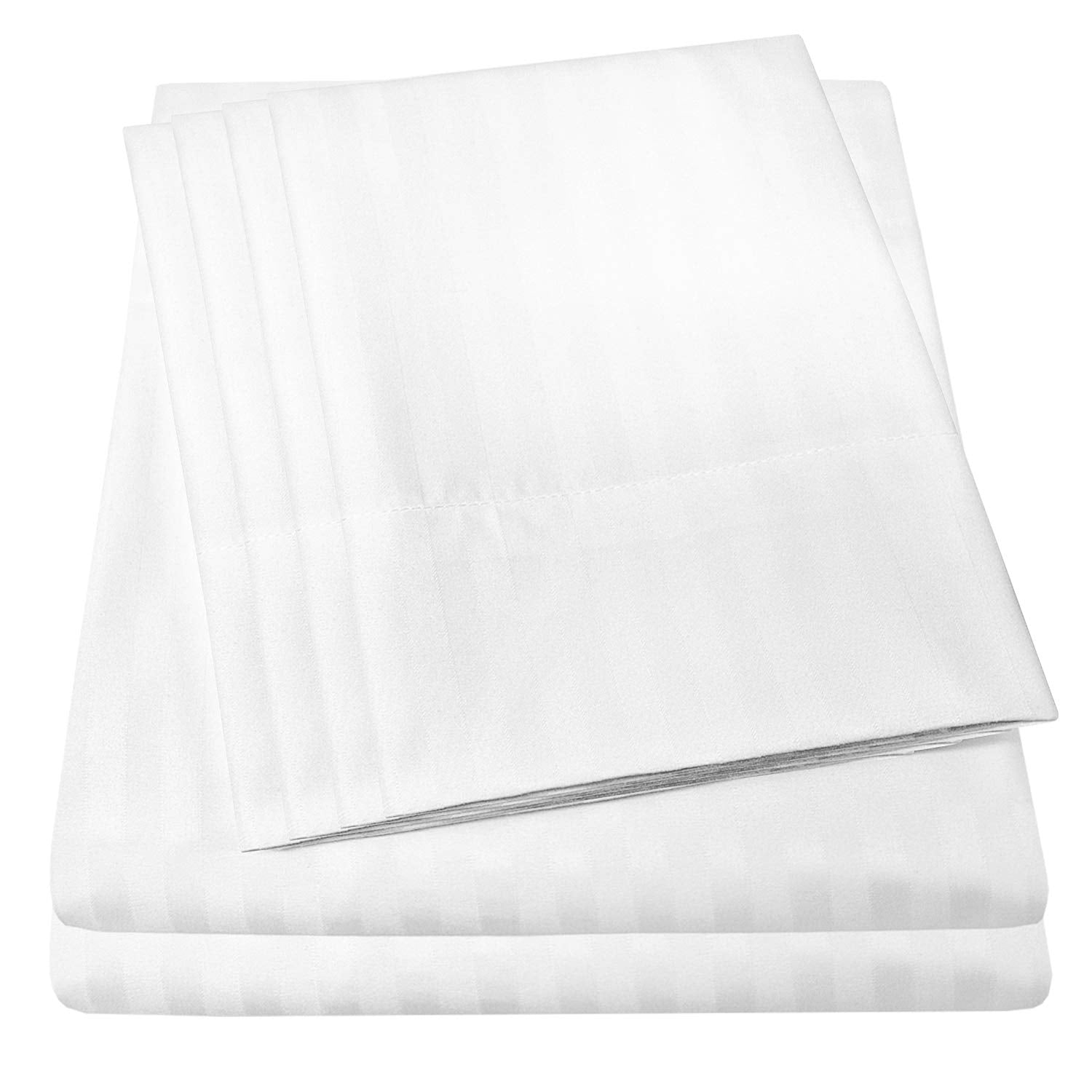 Dobby Stripe Queen Sheets - 6 Piece 1500 Supreme Collection Fine Brushed Microfiber Deep Pocket Queen Sheet Set Bedding - 2 Extr