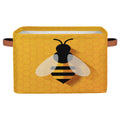 Cute Bee Square Storage Basket Bin Canvas Fabric Compressible Organizer Basket with Handle for Bedroom Nursery Office, 1PCS
