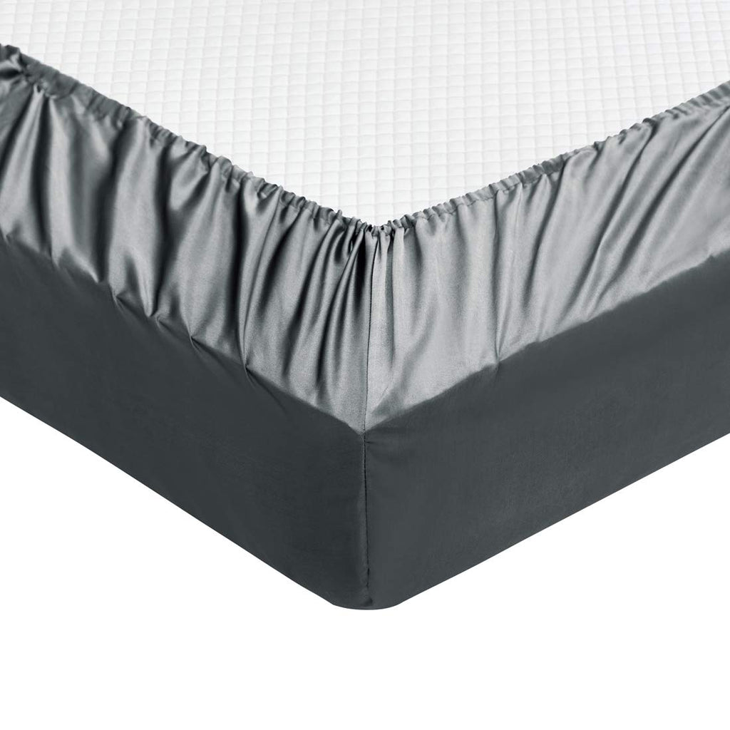 Treely 6 Piece Satin Sheets Full Size Silky Smooth Grey Satin Sheet Set With Deep Pocket, Satin Fitted Sheet, Flat Sheet, 4 Sati