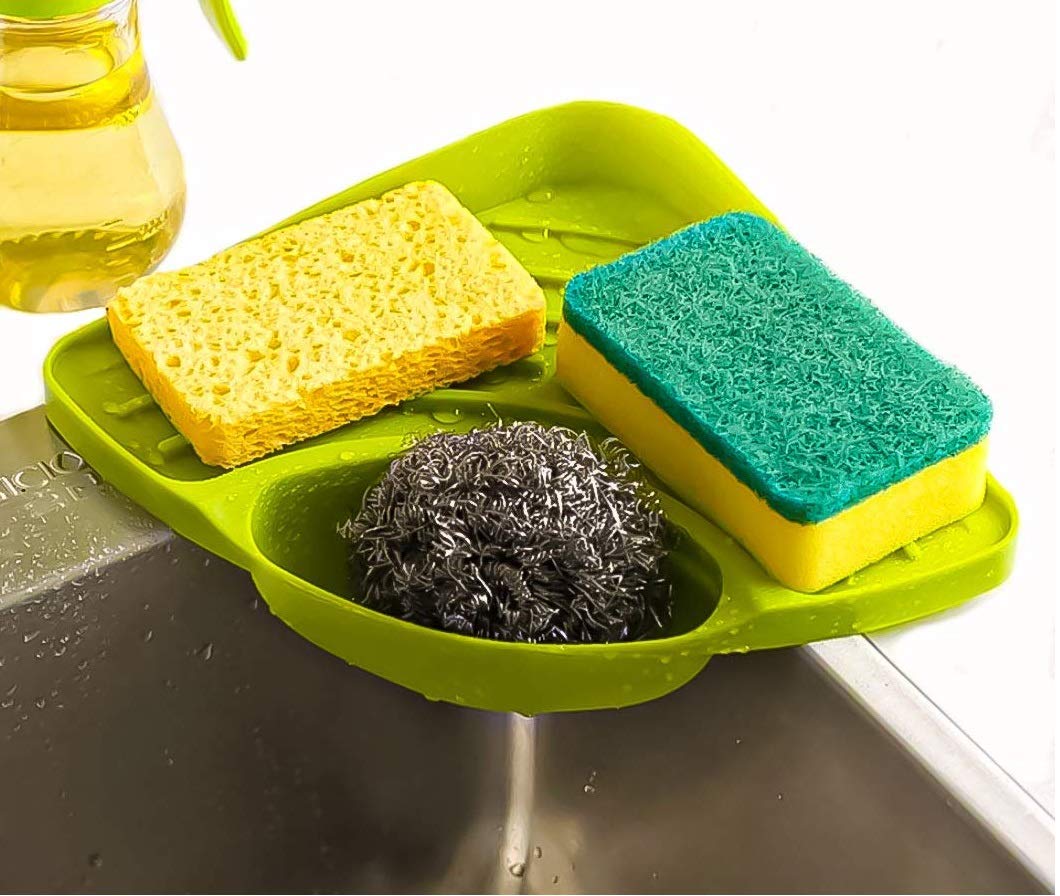 Riomax Multipurpose Plastic Kitchen Sink Organizer Corner Tray/Sink Rack For Kitchen/Sink Soap Holder For Kitchen (Green)(Pack O