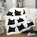 Feelyou Black Cat Fuzzy Blanket for Kids Toddler Cute Pet Cats Fleece Throw Blanket Kawaii Kitten Plush Blanket and Throws Super