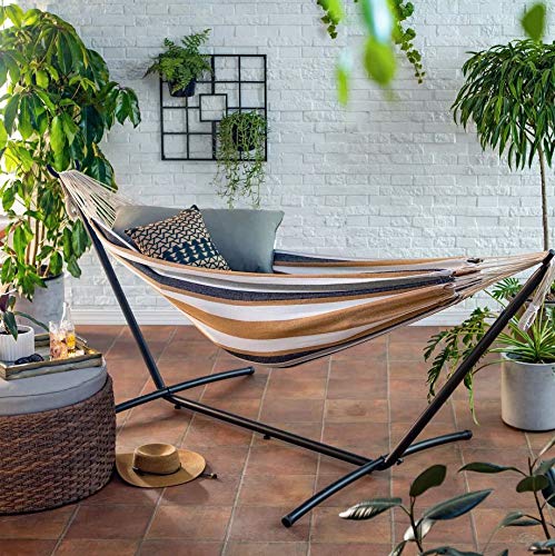 Double Hammock Two Person Adjustable Hammock Bed With Space Saving Steel Stand Includes Portable Carrying Case, Easy Set Up