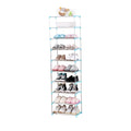 Jucaifu Stackable Small Shoe Rack, Entryway, Hallway and Closet Space Saving Storage and Organization (10-Tier, Blue)