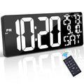 Xflyee 18 Inch Oversized Digital Wall Clock with Remote Control, Auto-Dimming, Temperature, Date/Day of Week, Large Display, Mul