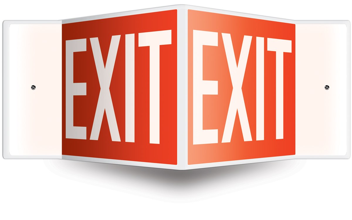 Accuform Projection Sign 3D,'EXIT', High-Impact, Pre-Drilled Mounting Holes