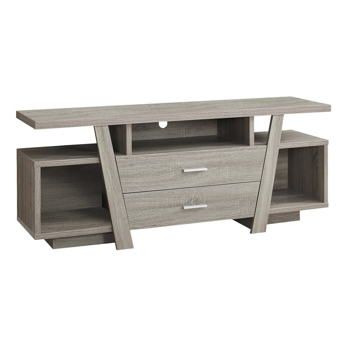 Monarch Specialties Dark Taupe With 2 Storage Drawers Tv Stand, 60 Inch