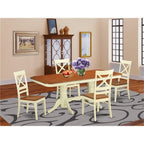 East West Furniture NAQU5-WHI-W 5 Piece Kitchen Table Set for 4 Includes a Rectangle Dining Room Table with Butterfly Leaf and 4 Solid Wood Seat Chairs, 40x78 Inch, Buttermilk & Cherry