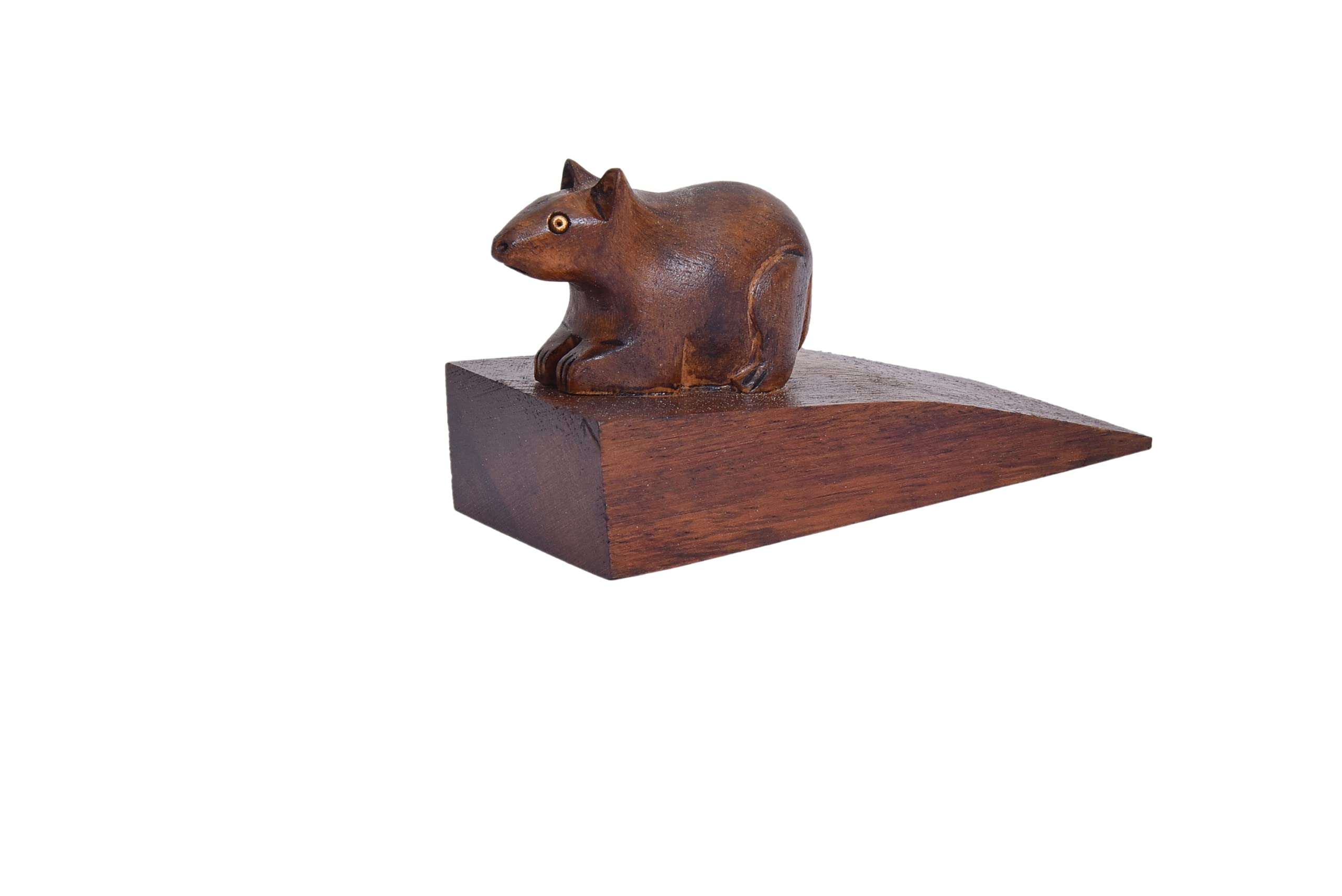 Door Stopper Wooden Handcarved Wedge Door Stop Decorative (Mouse Shape)