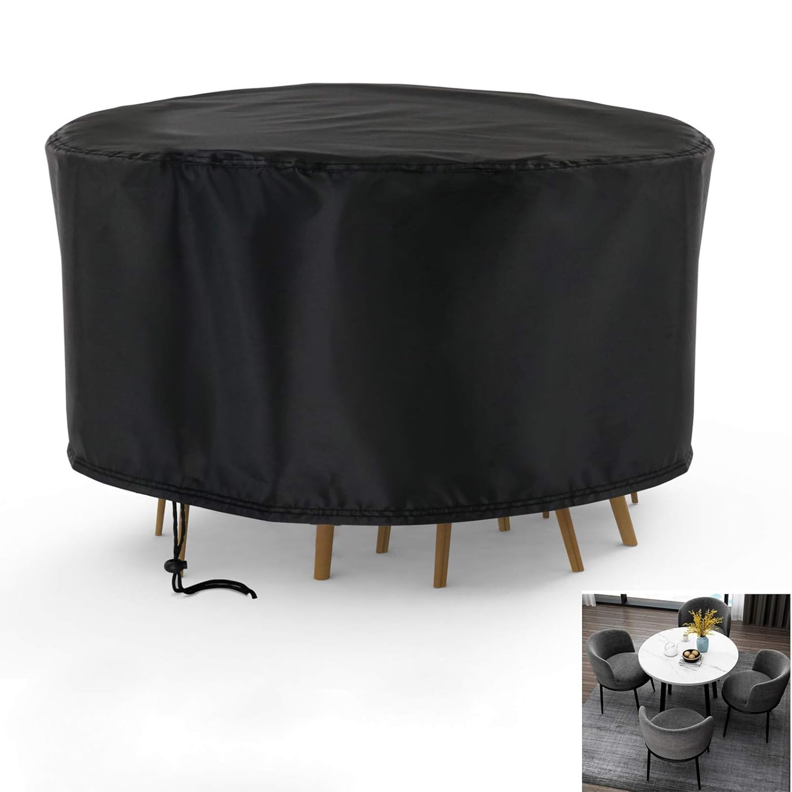 Rilime Patio Furniture Set Cover Round, Waterproof Round Patio Table Cover Outdoor Furniture Covers For Patio Furniture(73' D X