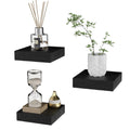PopiShelves Small Floating Shelves for Wall - 4 Inch Mini Square Black Shelves for Bedroom, Living Room, Bathroom, Kitchen, Offi