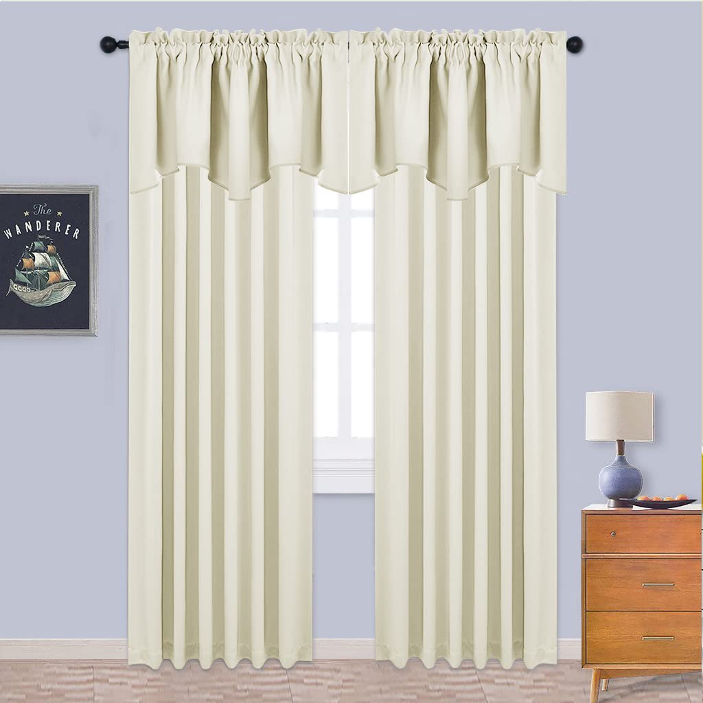 Nicetown Curtain Valances For Kitchen - Thermal Insulated Farmhouse Window Valances Rod Pocket Small Curtain Tiers For Basement/