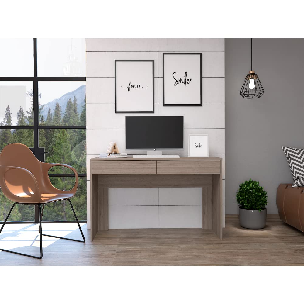 Tuhome Modern Engineered Wood Ash Andalucia Three Drawer Computer Desk