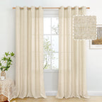 Bgment Linen Curtains For Living Room 95 Inch Length 2 Panels Set, Window Curtains Floor Long Light Filtering Burlap Boho Privac