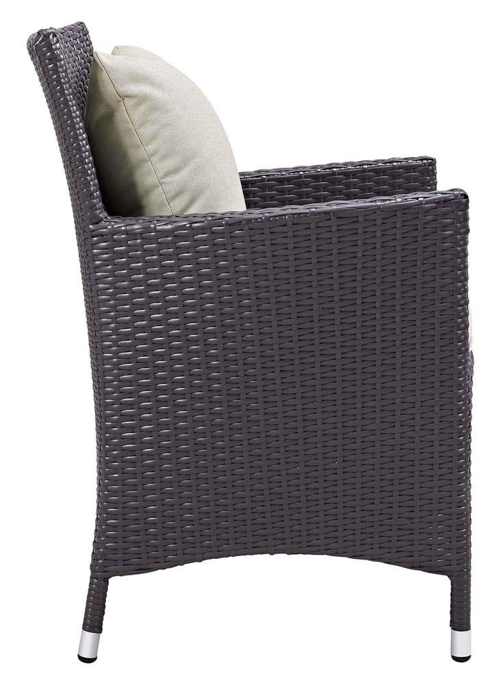 Modway Convene Wicker Rattan 4-Pc Outdoor Patio Sectional Set With Fire Pit In Espresso Beige