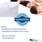 Kingnex 4 Pack Feather Proof Pillow Protectors With Zipper Standard Size - Waterproof - Down Proof - Bamboo Viscose Terry Surfac