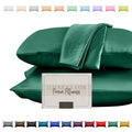 Elegant Comfort Silky And Luxurious 2-Piece Satin Pillowcase Set For Healthier Skin And Hair, Hidden Zipper Closure And Beautifully Packaged, Satin Pillowcase Set, Standard/Queen, Hunter Green