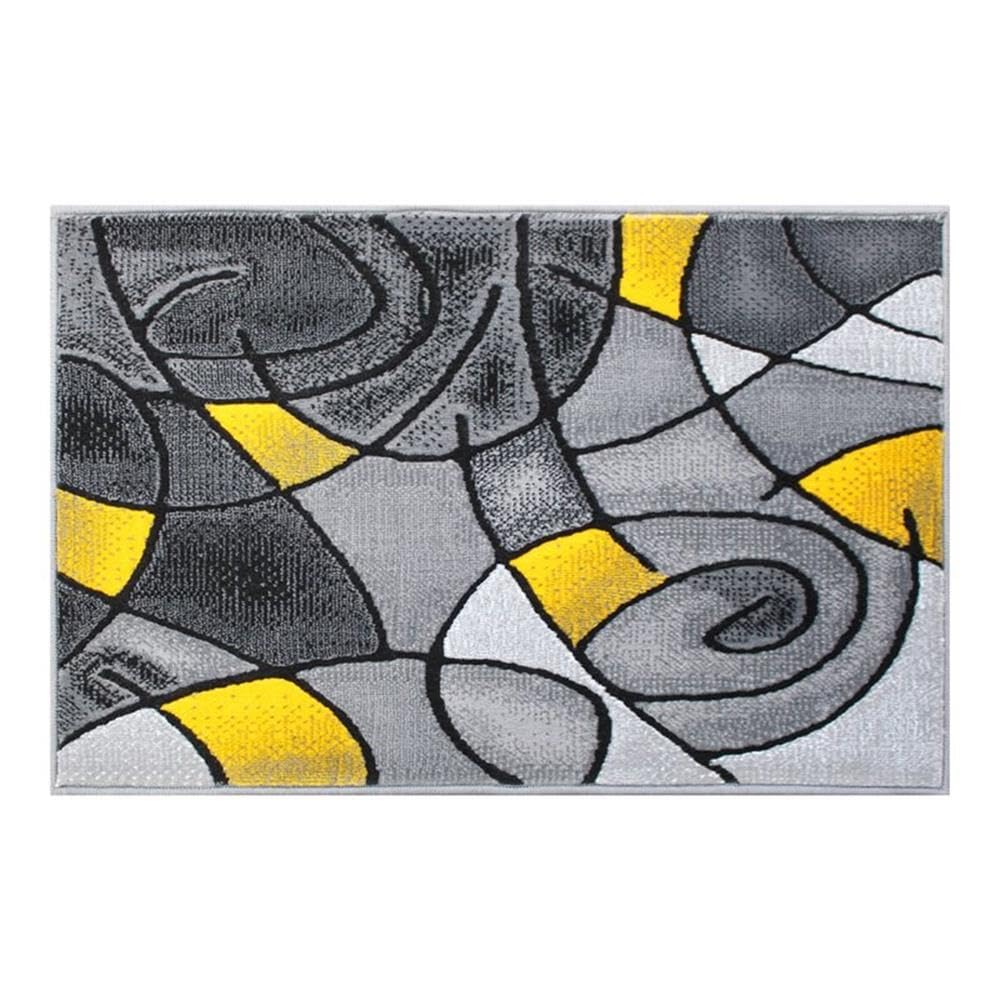 Flash Furniture Jubilee Collection Abstract Area Rug - High Pile Yellow Olefin Rug - 2' X 3' Area Rug - Jute Backing - Hallway, Entryway, Bedroom, Living Room