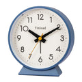 Tinload 4.5 Battery Operated Analog Alarm Clock, Small Silent Bedside Desk Clock with Night Light, Blue