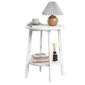 sthmec Side Table, Small Round End Table with Storage Shelf for Small Space, 2-Tier Small Bedside Table Sofa Couch Table, Round 