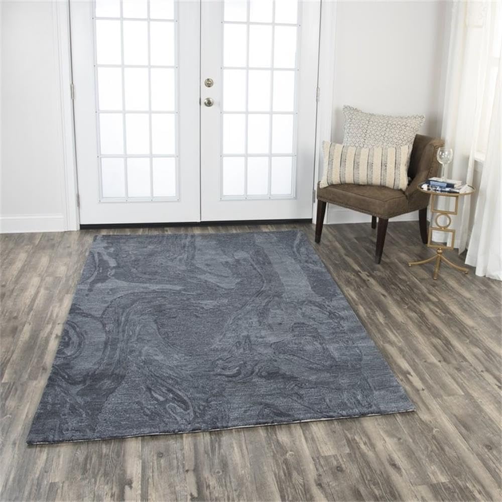 Rizzy Home Alora Decor Emerson 5' X 8' Abstract Dk.Grey/Gray/Rust/Blue Hand-Tufted Area Rug