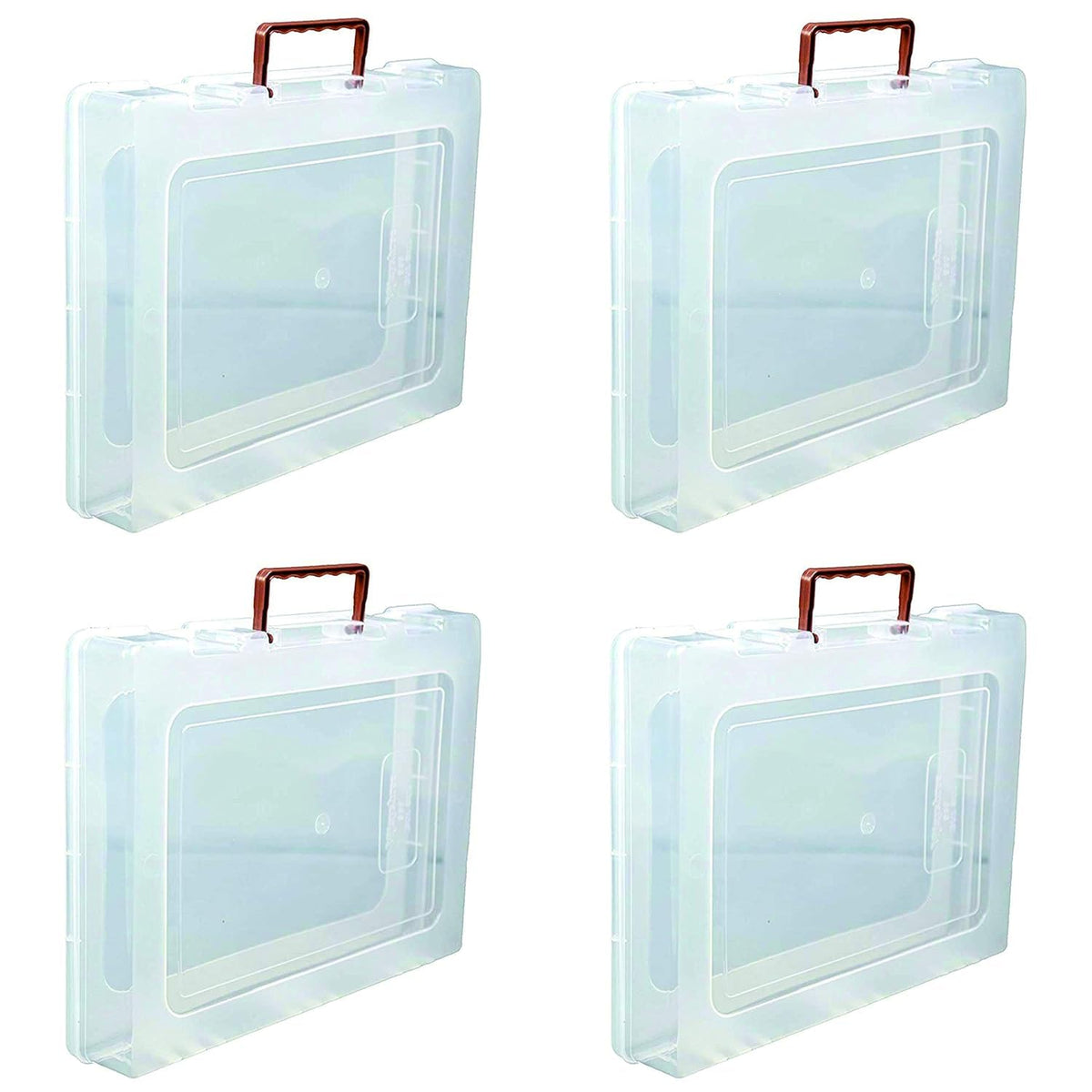 ZIYORA Multipurpose Plastic Rectangular Storage Boxes with Locks and Handle Matte Finish for Saree, Laptop, Books (Set of 4, Dul
