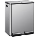 DUMOS Kitchen Trash Can, 2  8-Gallon Garbage Can with Lid, Stainless Steel Trash Bin with 2 Removable Inner Buckets, Soft-Close 