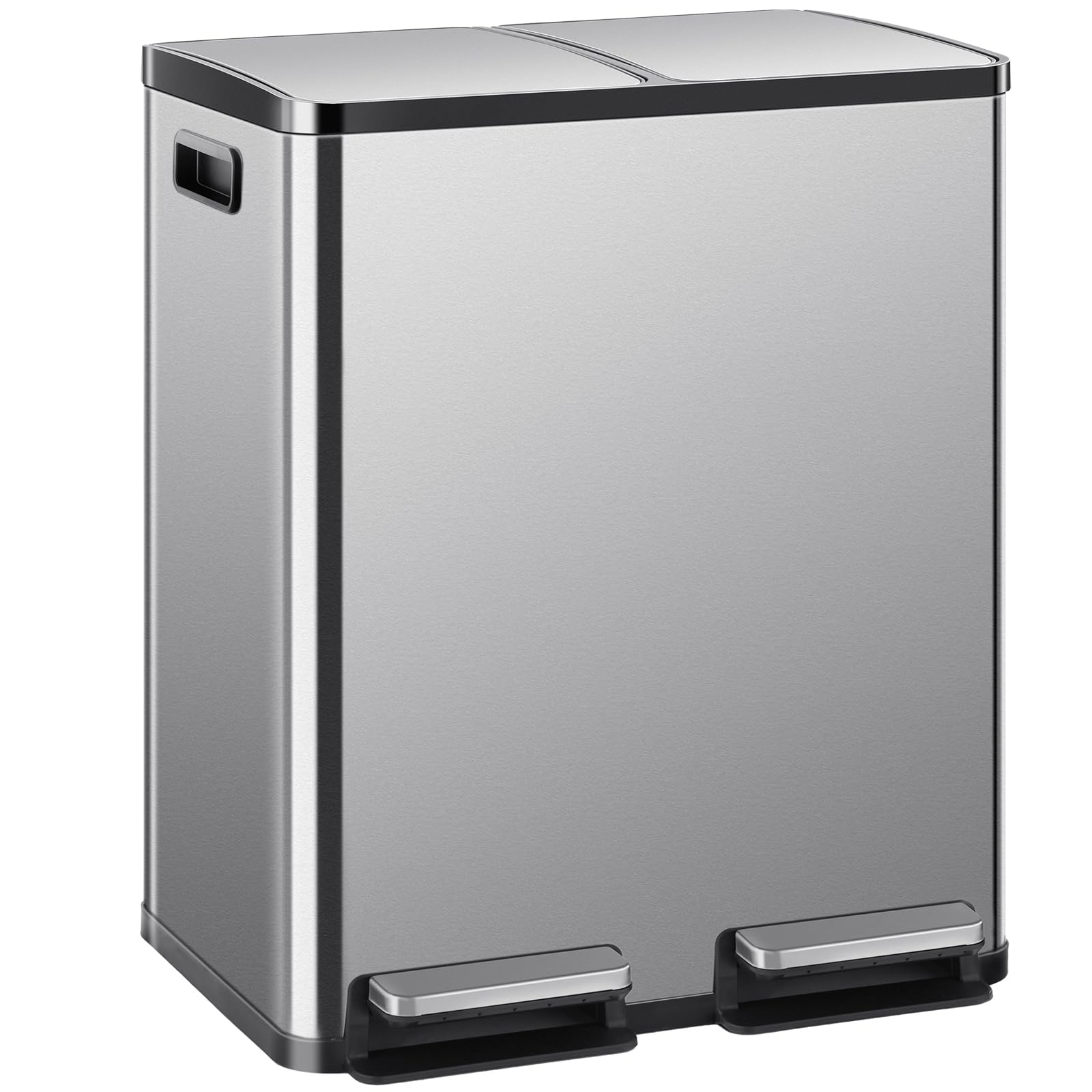 DUMOS Kitchen Trash Can, 2  8-Gallon Garbage Can with Lid, Stainless Steel Trash Bin with 2 Removable Inner Buckets, Soft-Close 