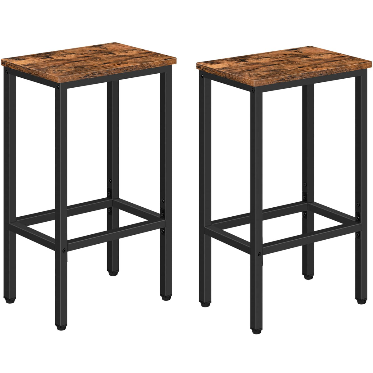 Mahancris Bar Stools, Set Of 2 Bar Chairs, Kitchen Breakfast Bar Stools With Footrest, 25.8inch Dining Stools, Rectangular Industri