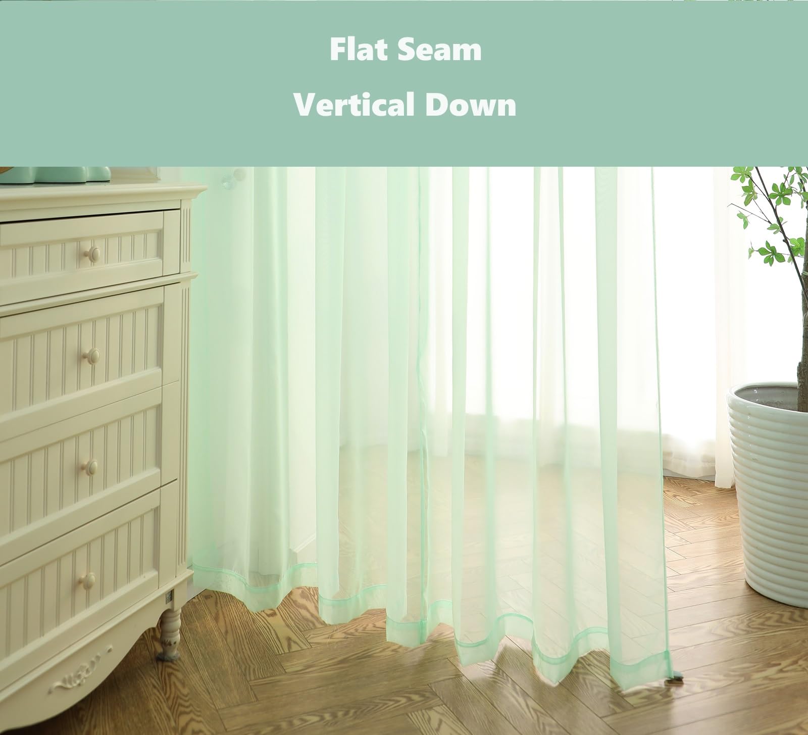 Pi Sheer Curtain 108 Inches Long,Light Window Drapery Soft Airy Voile With Rod Pocket For Living Room/Bedroom/Patio Door/Sliding Glass Door 2 Panels(W42Xl108,Mint Green)