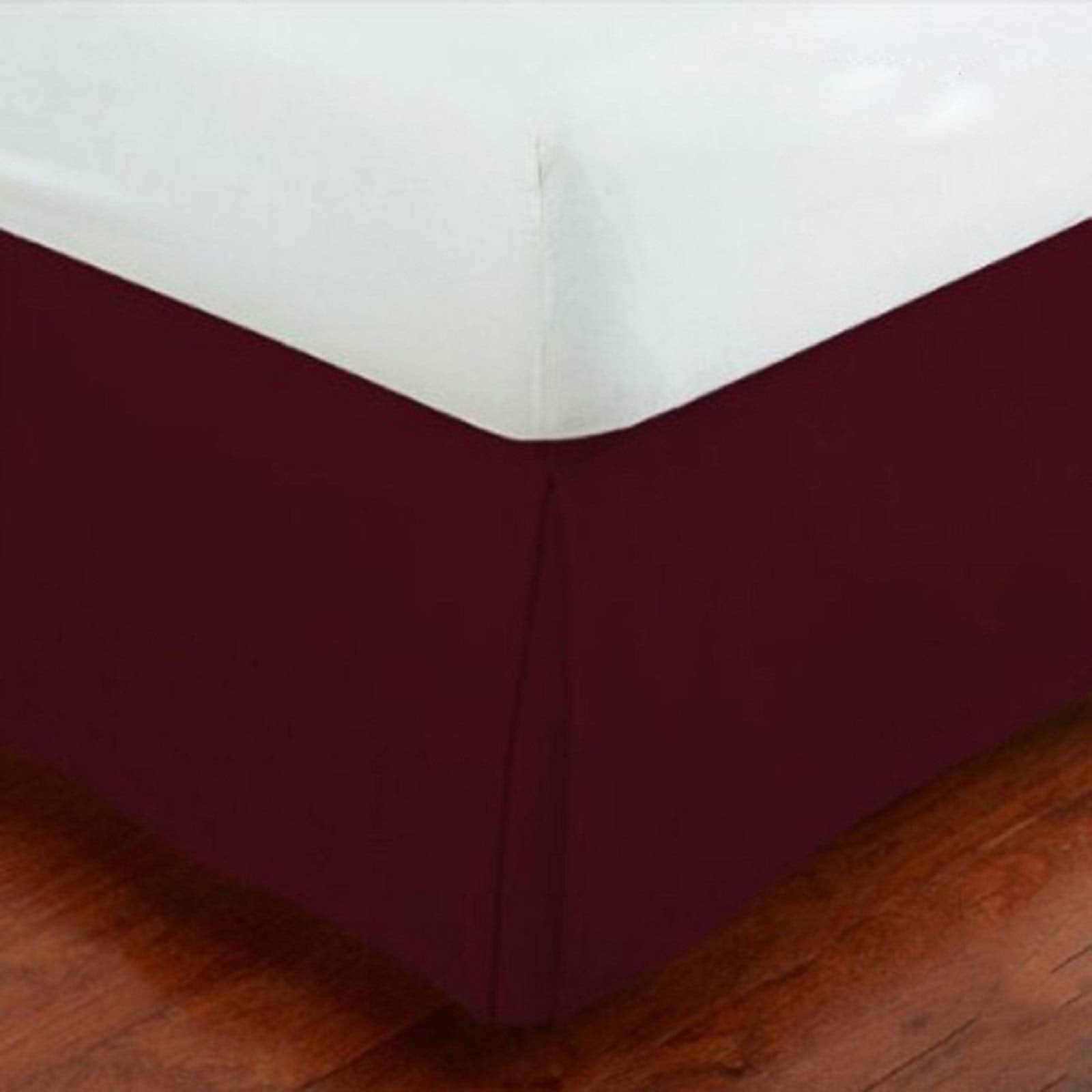 Queen Size Luxury Tailored Bed Skirt 14' Drop Pleated Styling Dust Ruffled Solid Burgundy New