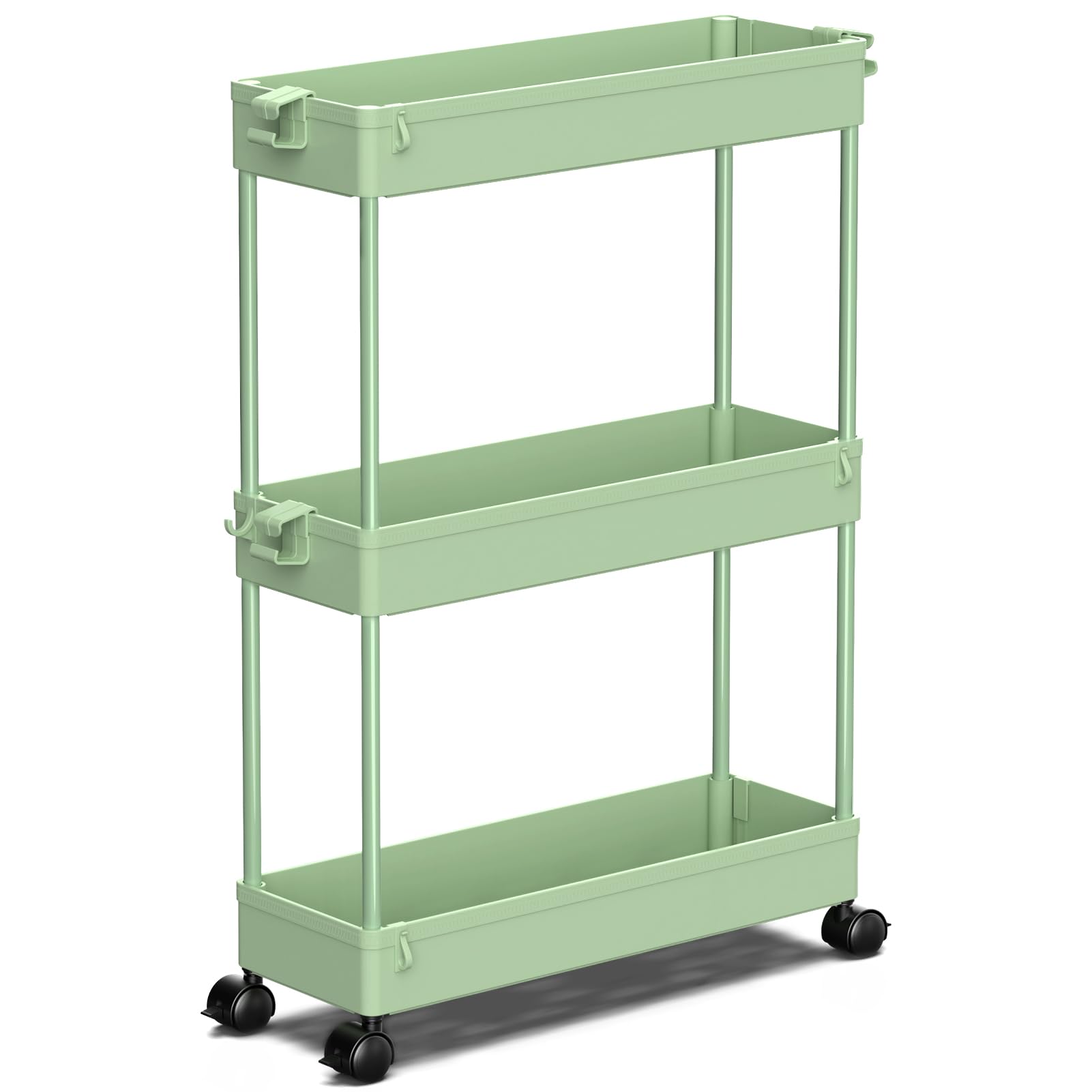 SPACEKEEPER Slim Rolling Storage Cart, 3 Tier Bathroom Organizer Utility Cart Laundry Room Organization Mobile Shelving Unit for