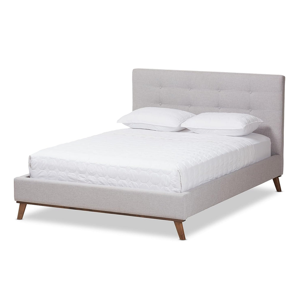 Baxton Studio Valencia Upholstered Queen Platform Bed In Grayish Beige