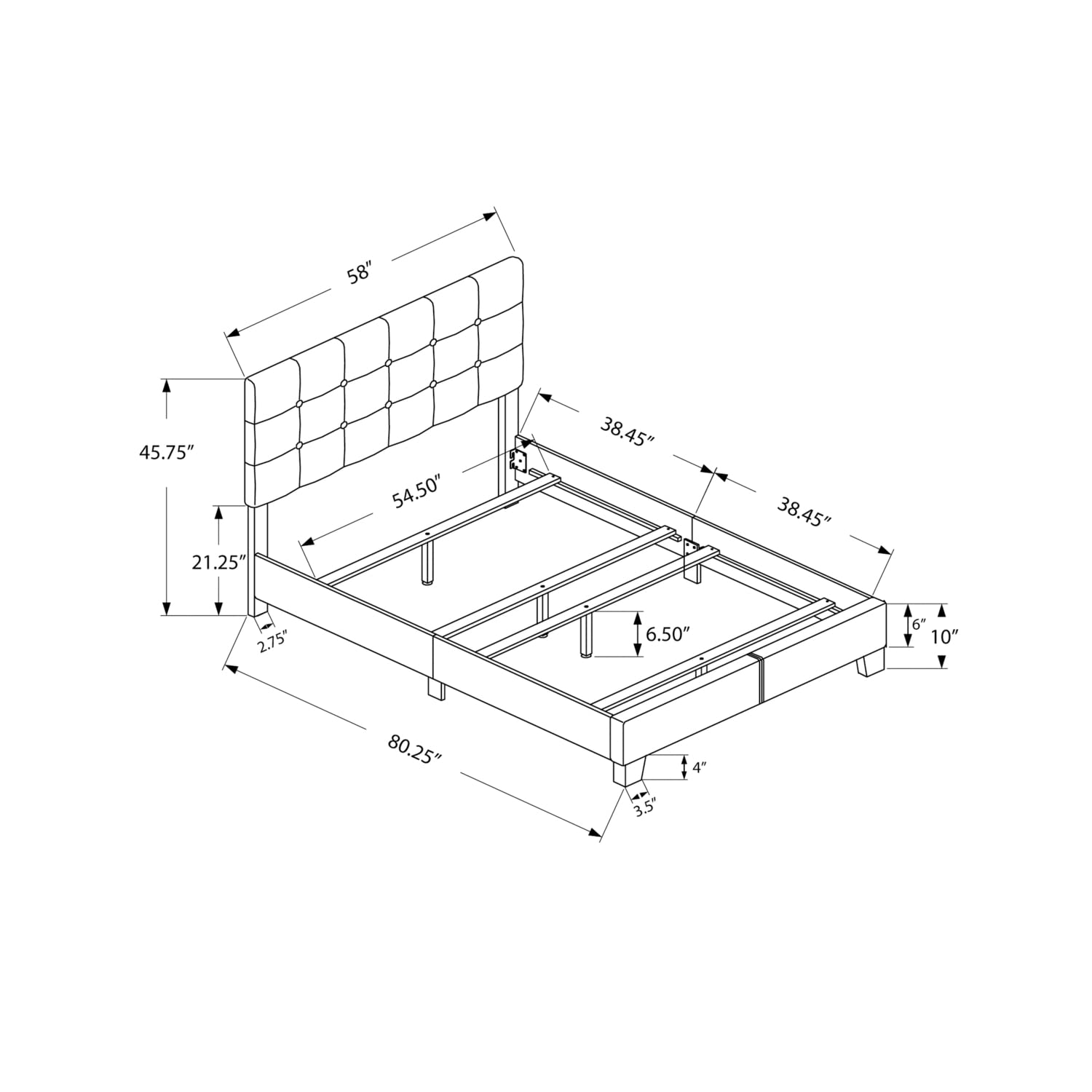 Monarch Specialties Bed Frames, Full, Grey
