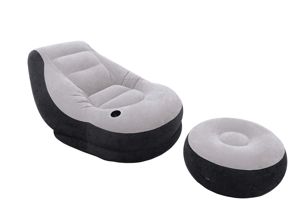 Intex Inflatable Ultra Lounge Chair With Cup Holder And Ottoman Set (4 Pack)