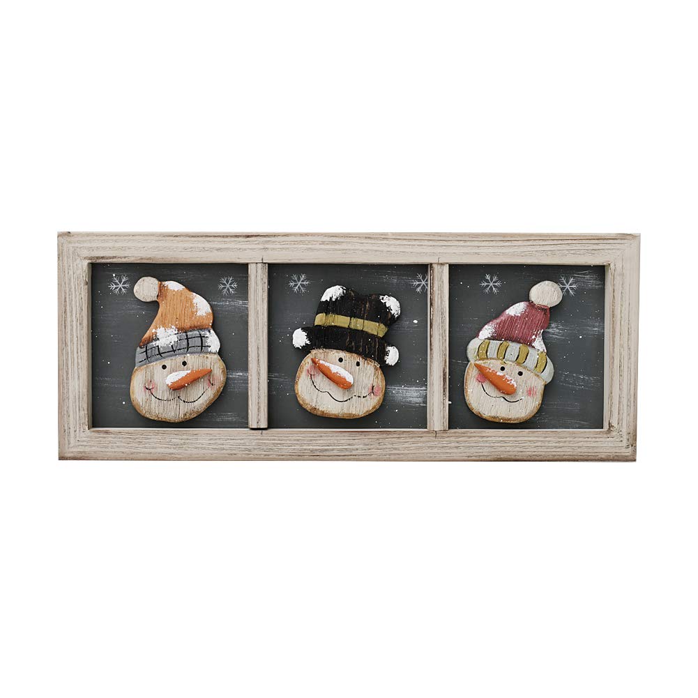 Attraction Design Wood Snowman Wall Decor Hanging Christmas Sign, Rustic Christmas Snowman Decoration Wall Art Wooden Snowman Si