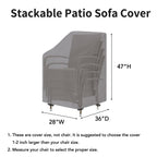 Easy-Going Stackable Patio Chair Cover Uv Resistant Outdoor Chair Cover Waterproof Lawn Patio Furniture Covers Fits For 4-6 Stackable Dining Chairs (1 Pack-28Wx36Dx47H Inch, Grey)