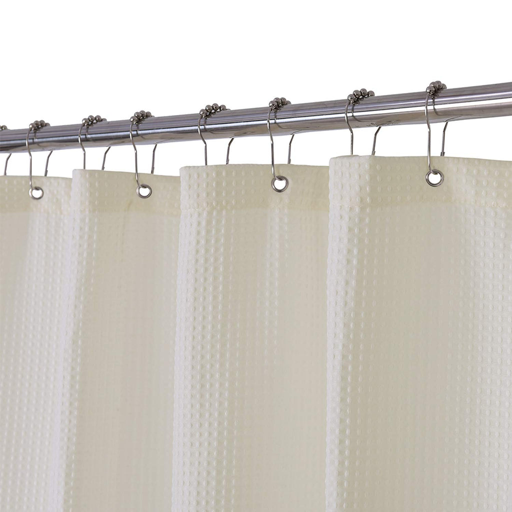 Barossa Design Extra Long Fabric Waffle Weave Shower Curtain 84 Inch Height, Hotel Luxury Spa, Water Repellent, 230Gsm Heavy Dut
