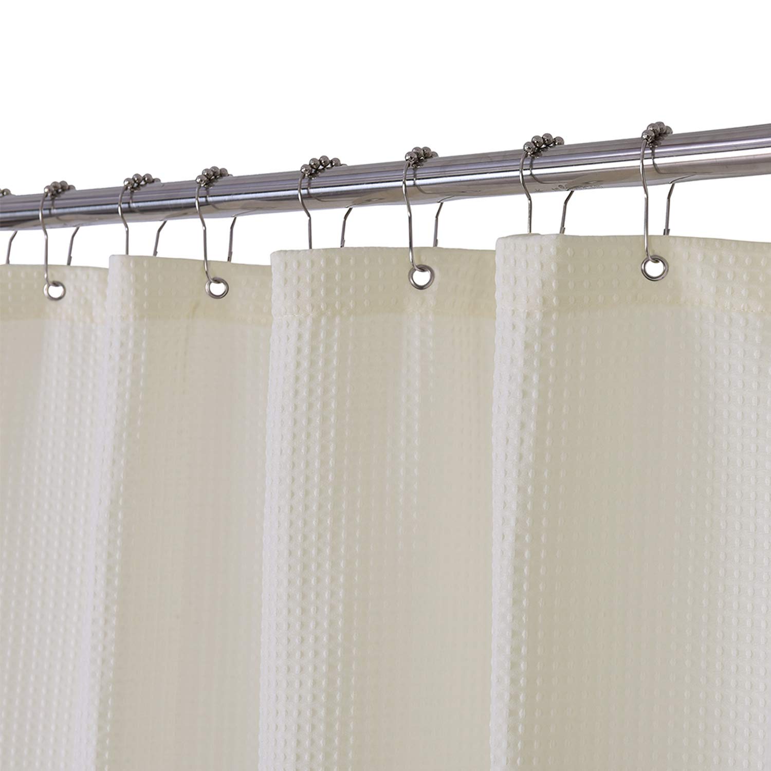 Barossa Design Extra Long Fabric Waffle Weave Shower Curtain 84 Inch Height, Hotel Luxury Spa, Water Repellent, 230Gsm Heavy Dut