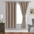 Jiuzhen Blackout Curtains For Bedroom - Thermal Insulated Room Darkening Rod Pocket Curtains For Living Room, Set Of 2 Panels With Tiebacks, 38 X 63 Inch Length, Camel