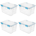 Sterilite 54 Qt Gasket Box, Stackable Storage Bin with Latching Lid and Tight Seal, Plastic Container to Organize Basement, Clea