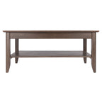 Ergode Wood Santino Coffee Table | Contemporary Oyster Gray Finish | Solid Wood Frame | Wide Lower Shelf for Storage | 40' W x 22.64' D x 18.03' H