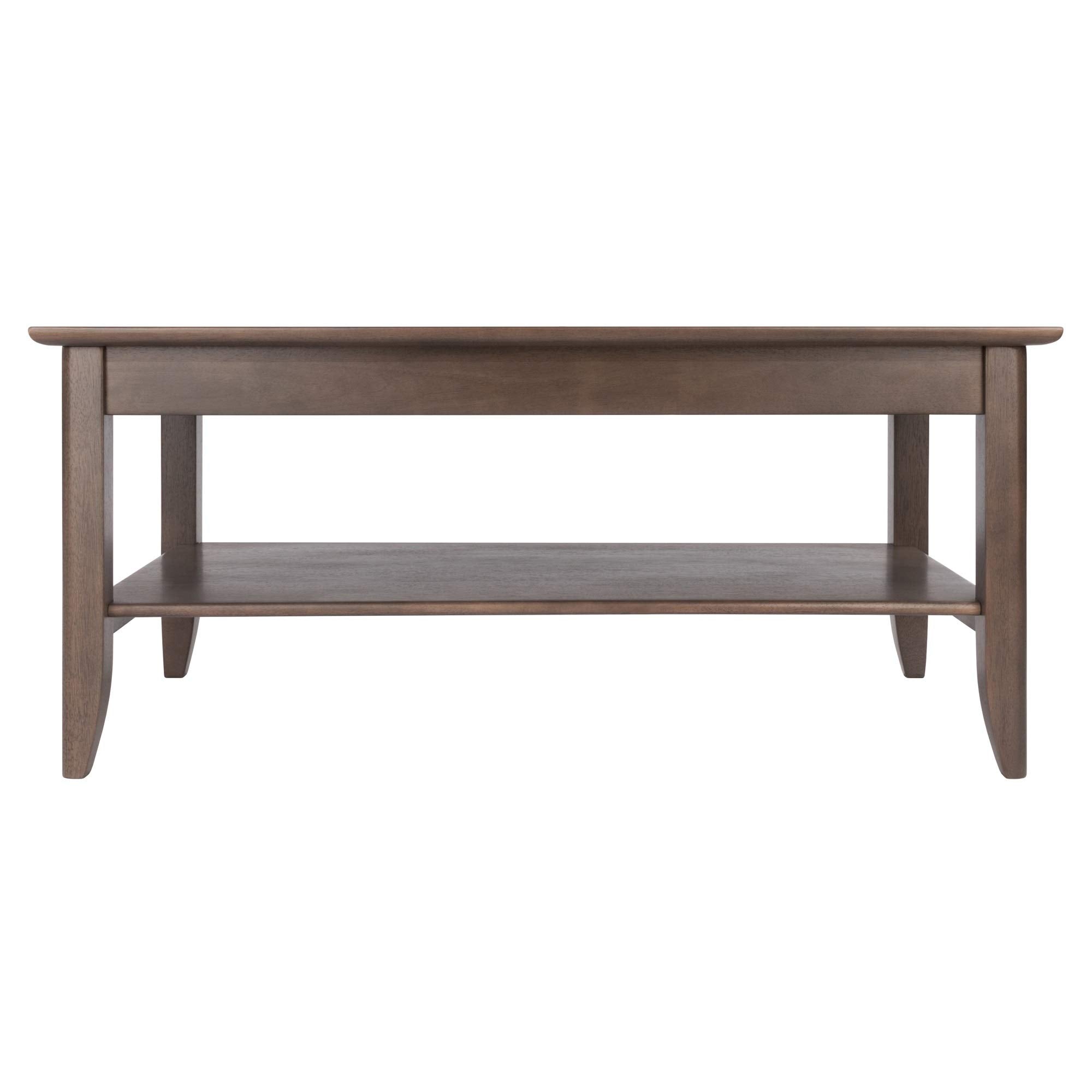 Ergode Wood Santino Coffee Table | Contemporary Oyster Gray Finish | Solid Wood Frame | Wide Lower Shelf for Storage | 40' W x 22.64' D x 18.03' H